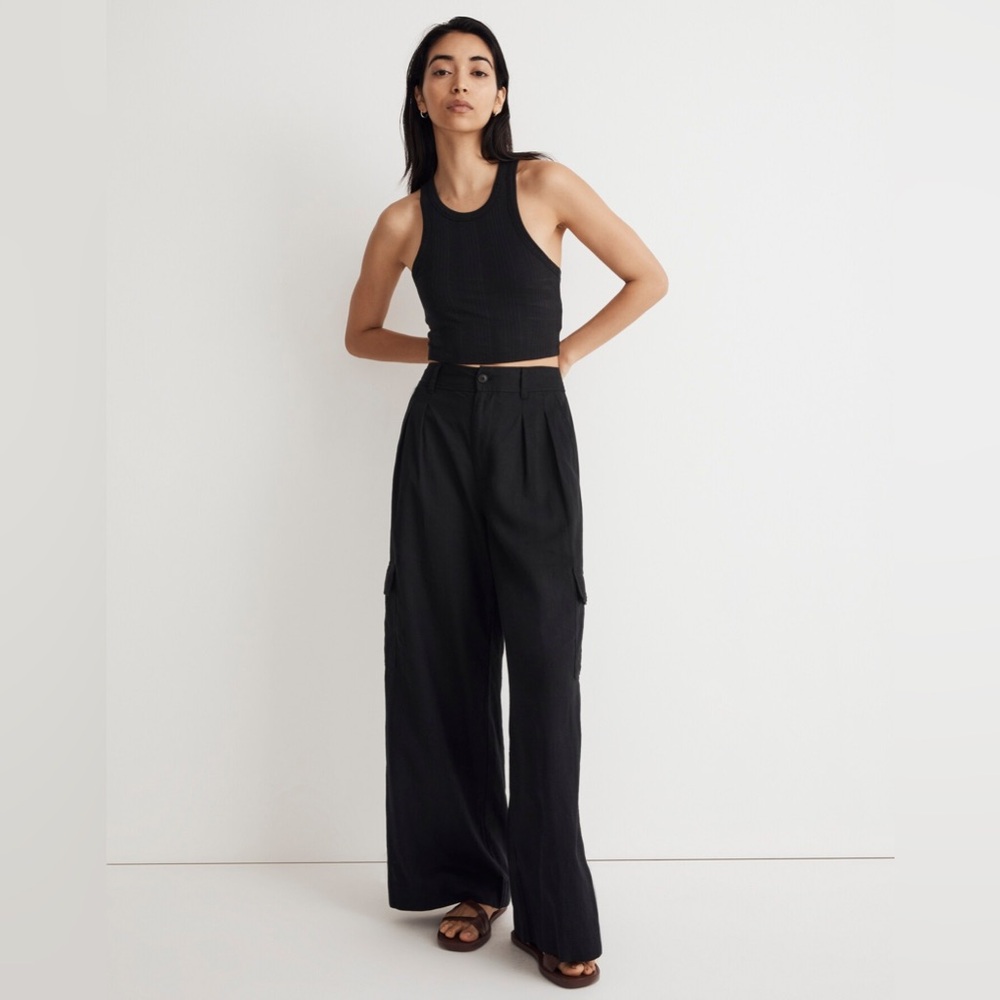 Madewell Wide-Leg Cargo Pants in Linen-Blend sz 6